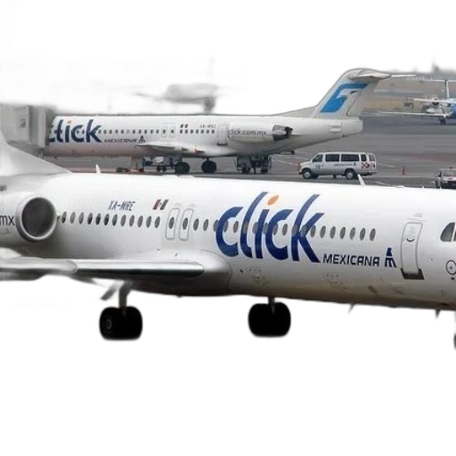 click, mexicana, airplane, tarmac transparent PNG cut-out