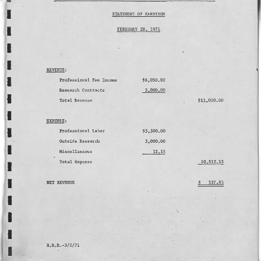 statement, earnings, february, 1971 transparent PNG cut-out
