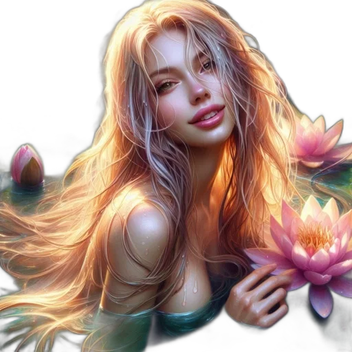 flower, fantasy art, photorealistic, oil painting transparent PNG cut-out