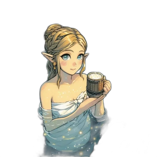 dress, crown, staff, pixel art transparent PNG cut-out