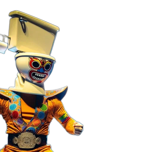 robot, mask, 3d render, concept art transparent PNG cut-out