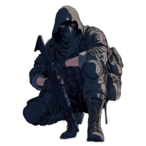jacket, weapon, mask, creature transparent PNG cut-out