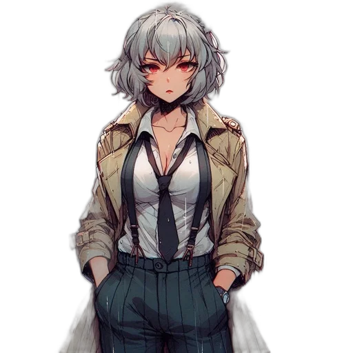 jacket, dress, staff, weapon transparent PNG cut-out