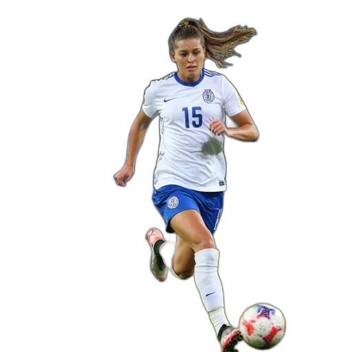 female, soccer, player, white transparent PNG cut-out