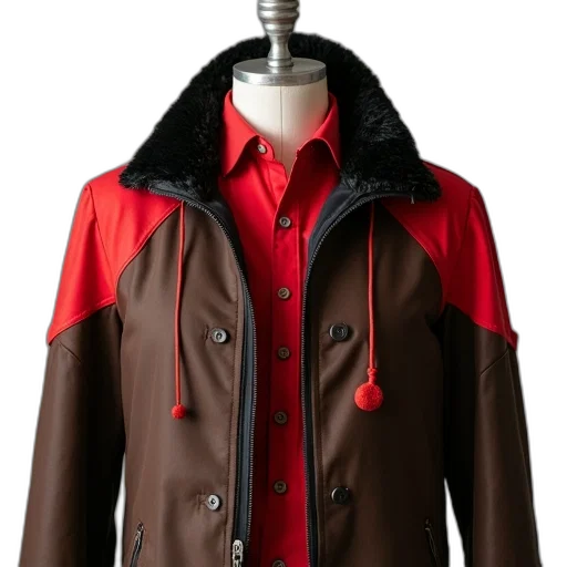 jacket, red, brown, black transparent PNG cut-out