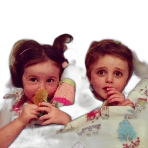 photorealistic, two, children, bed transparent PNG cut-out