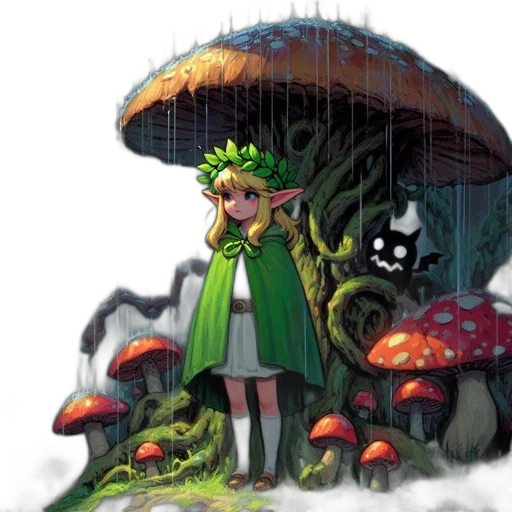 umbrella, creature, dress, concept art transparent PNG cut-out