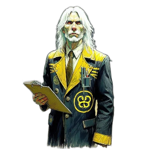 jacket, staff, concept art, comic book art transparent PNG cut-out