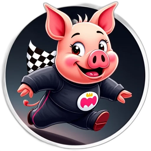 concept art, cartoon, pig, wearing transparent PNG cut-out