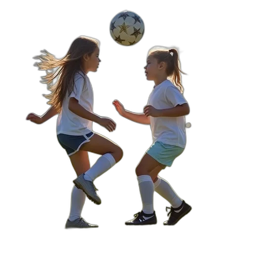 two, girls, playing, soccer transparent PNG cut-out