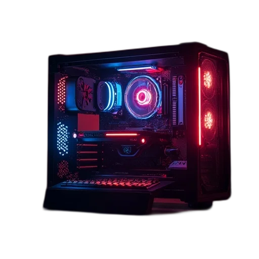 robot, cyberpunk, 3d render, red transparent PNG cut-out