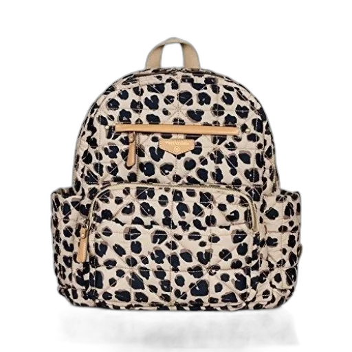 stylish, leopard, print, backpack transparent PNG cut-out