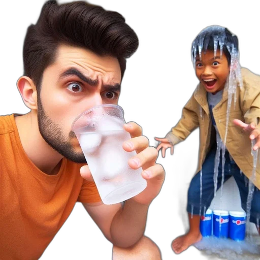 bottle, jacket, face, creature transparent PNG cut-out