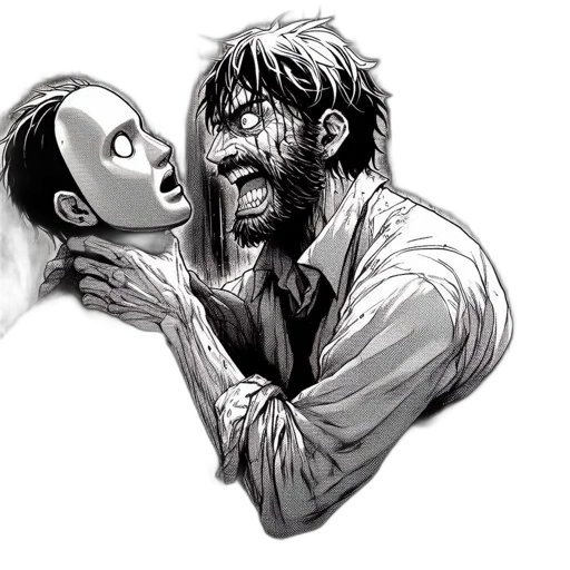 mask, face, creature, comic book art transparent PNG cut-out