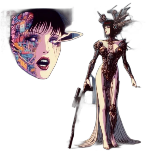 concept art, fantasy art, comic book art, cyberpunk transparent PNG cut-out