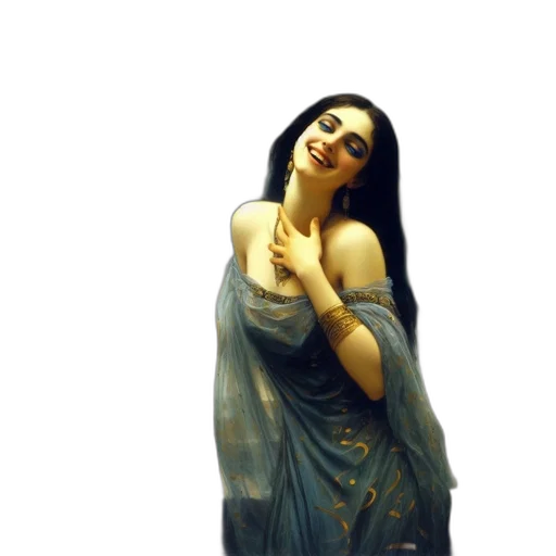 dress, jewelry, oil painting, photorealistic transparent PNG cut-out