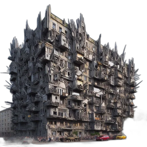 building, concept art, 3d render, photorealistic transparent PNG cut-out
