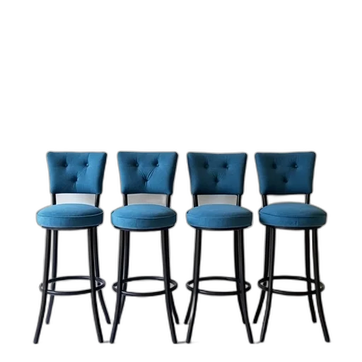 furniture, 3d render, blue, four transparent PNG cut-out