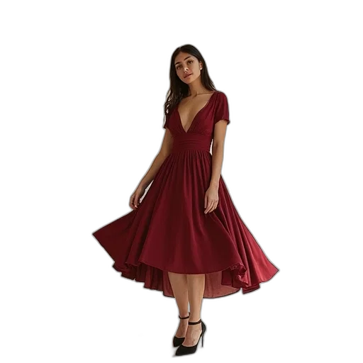 dress, 3d render, red, dark transparent PNG cut-out