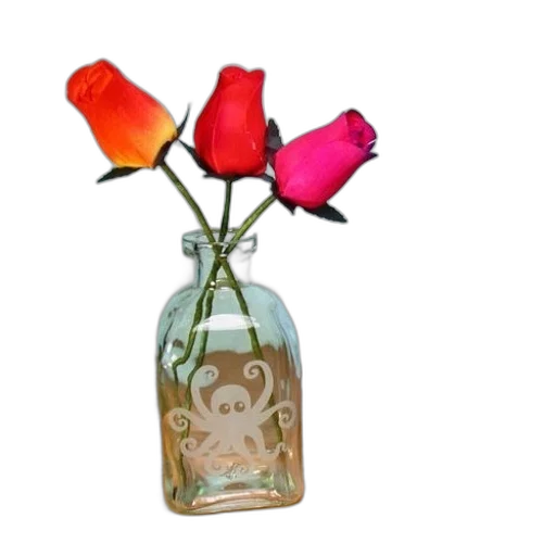 bottle, flower, 3d render, photorealistic transparent PNG cut-out