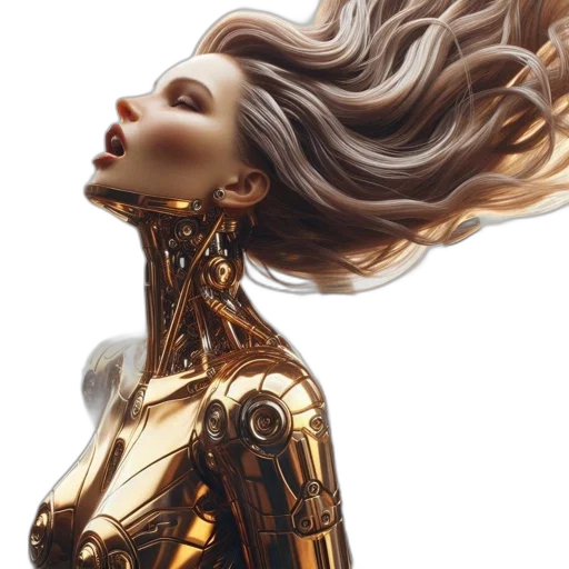 robot, hair, jewelry, cyberpunk transparent PNG cut-out
