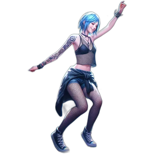 dress, staff, concept art, cyberpunk transparent PNG cut-out
