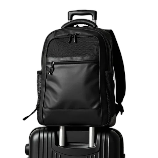 jacket, 3d render, black, backpack transparent PNG cut-out