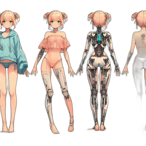 robot, concept art, cyberpunk, 3d render transparent PNG cut-out