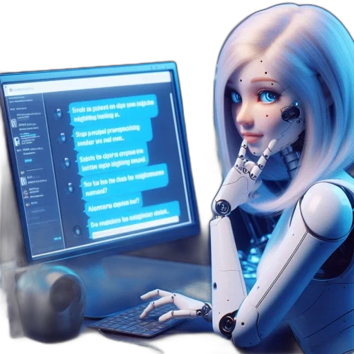 robot, staff, 3d render, concept art transparent PNG cut-out