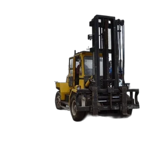 yellow, forklift, parked, next transparent PNG cut-out