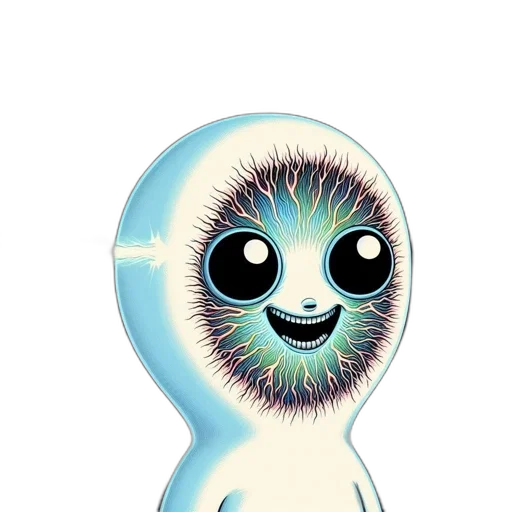creature, hair, staff, robot transparent PNG cut-out