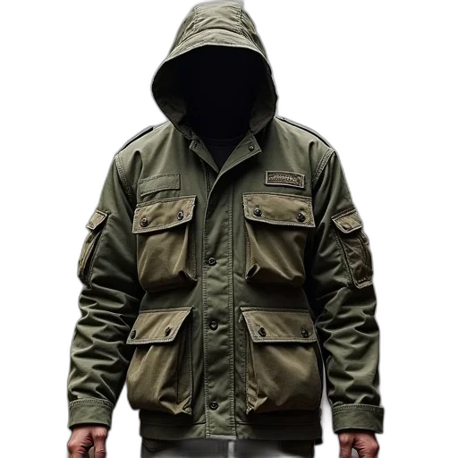 jacket, green, vests, pockets transparent PNG cut-out