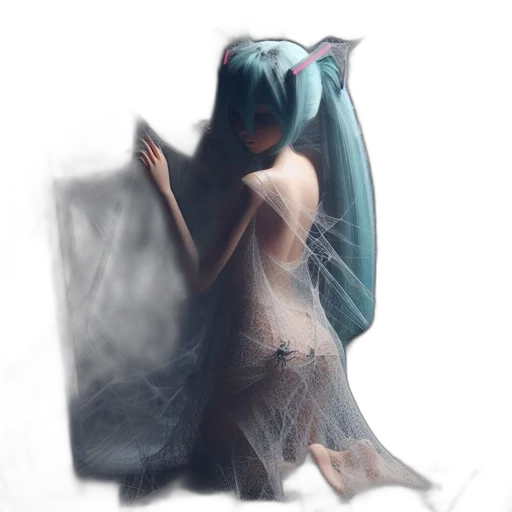 dress, creature, mask, hair transparent PNG cut-out