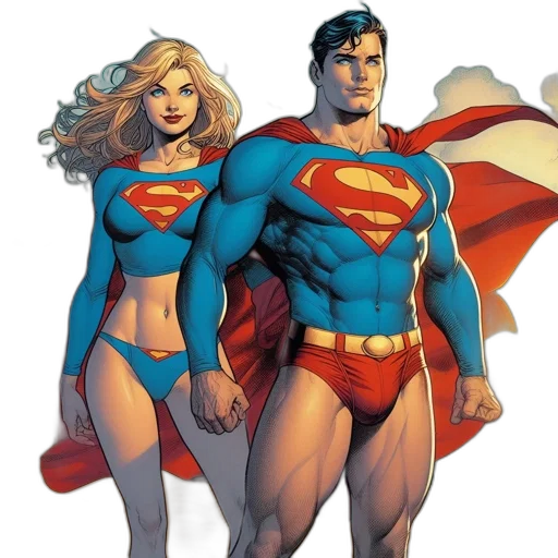 comic book art, concept art, superman, supergirl transparent PNG cut-out