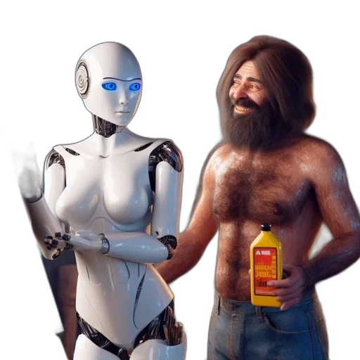 robot, concept art, cyberpunk, 3d render transparent PNG cut-out