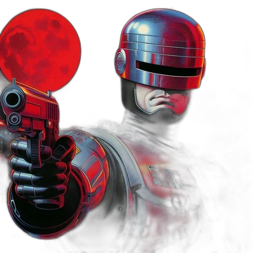 robot, weapon, concept art, 3d render transparent PNG cut-out