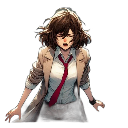 jacket, staff, face, hair transparent PNG cut-out