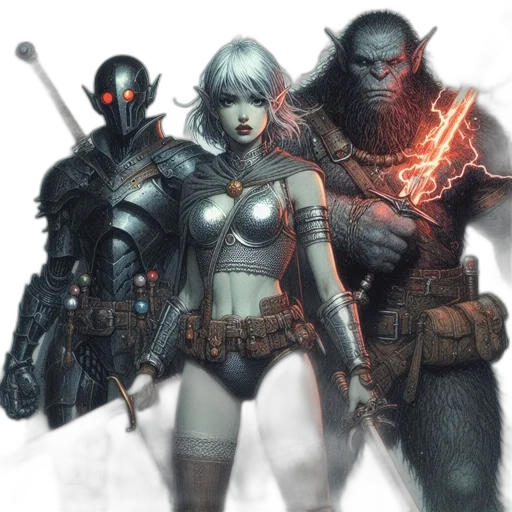 concept art, fantasy art, comic book art, cyberpunk transparent PNG cut-out