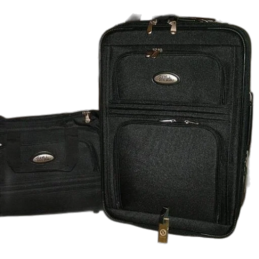 black, suitcase, silver, tag transparent PNG cut-out