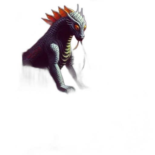 dragon, creature, animal, staff transparent PNG cut-out