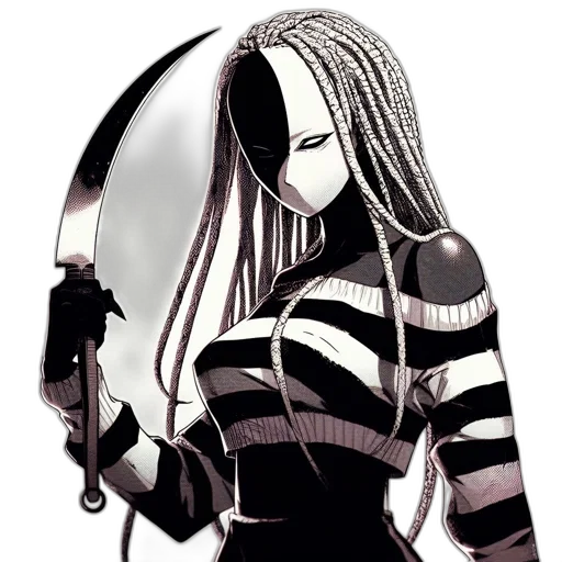 weapon, mask, hair, staff transparent PNG cut-out