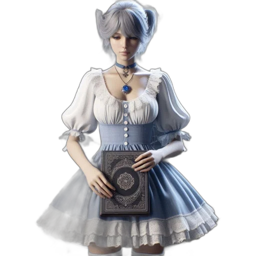 dress, concept art, 3d render, monochrome transparent PNG cut-out