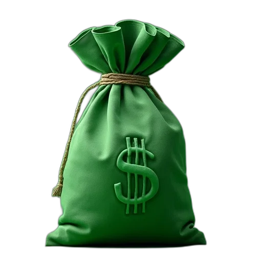3d render, green, money, bag transparent PNG cut-out