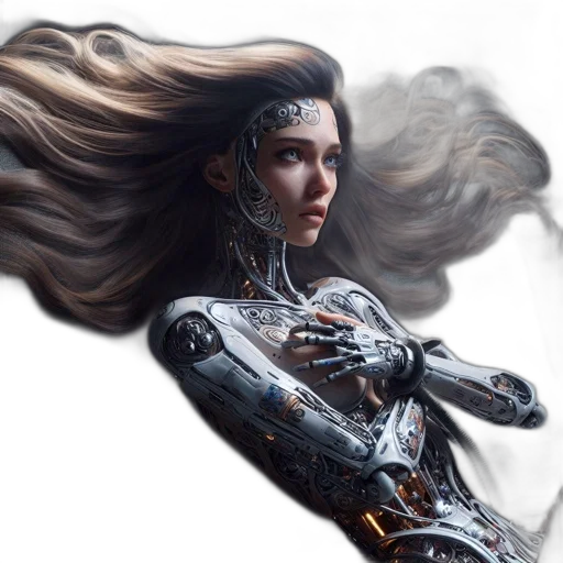 robot, hair, fantasy art, concept art transparent PNG cut-out