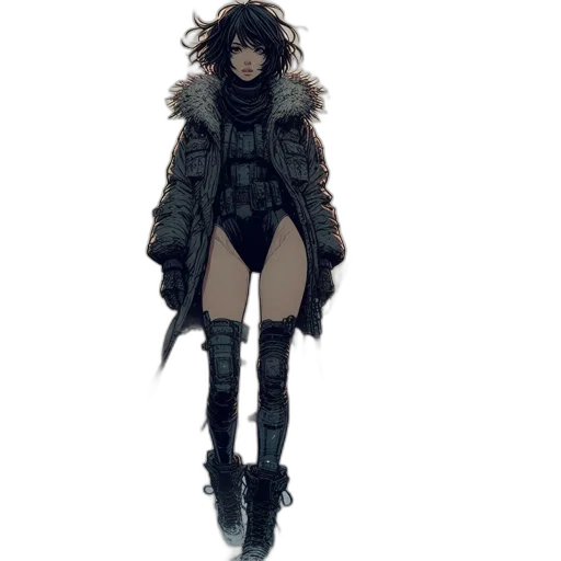 jacket, dress, weapon, concept art transparent PNG cut-out