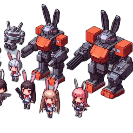 robot, weapon, pixel art, concept art transparent PNG cut-out