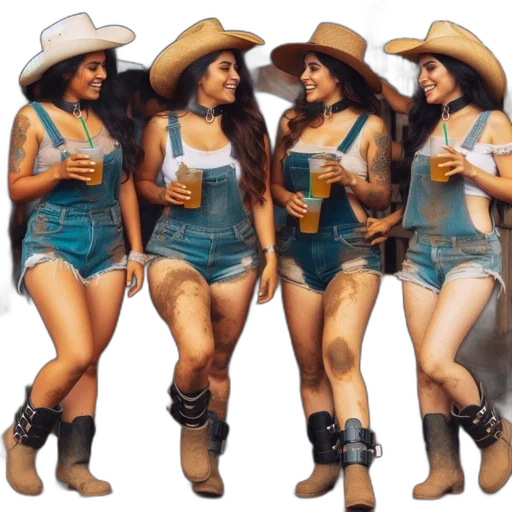 concept art, photorealistic, four, women transparent PNG cut-out