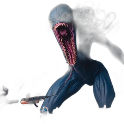 creature, mask, hair, staff transparent PNG cut-out