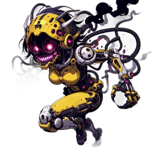 robot, creature, mask, staff transparent PNG cut-out