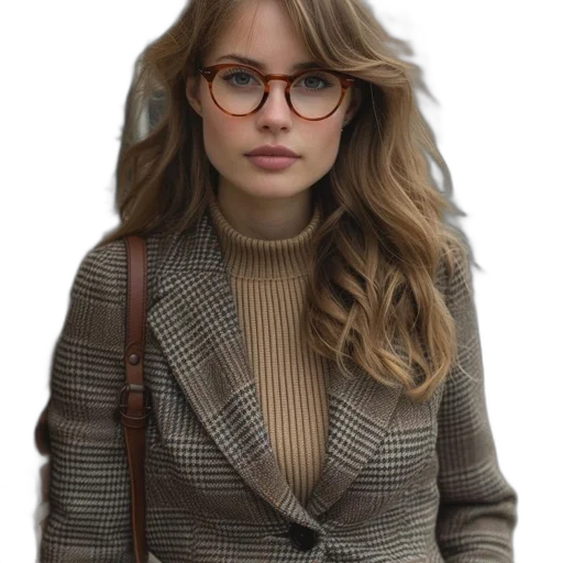 jacket, hair, face, jewelry transparent PNG cut-out